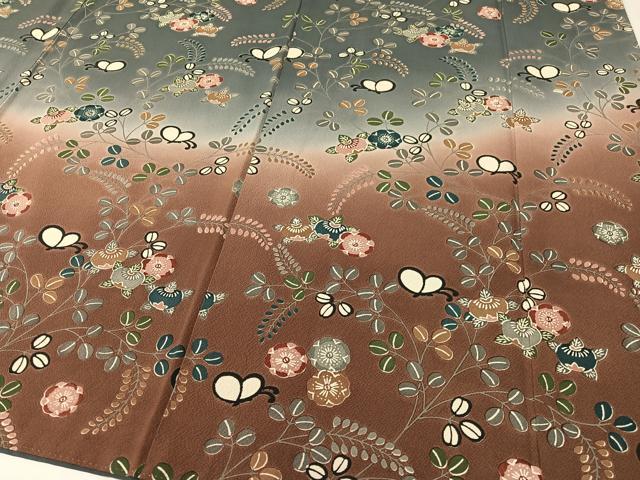 平和屋着物●訪問着 型染め 花蝶文 暈し染め 正絹 逸品 CABB5187vp