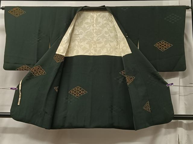 平和屋着物#道行コート 武田菱 黒地 正絹 逸品 CABB5442ua