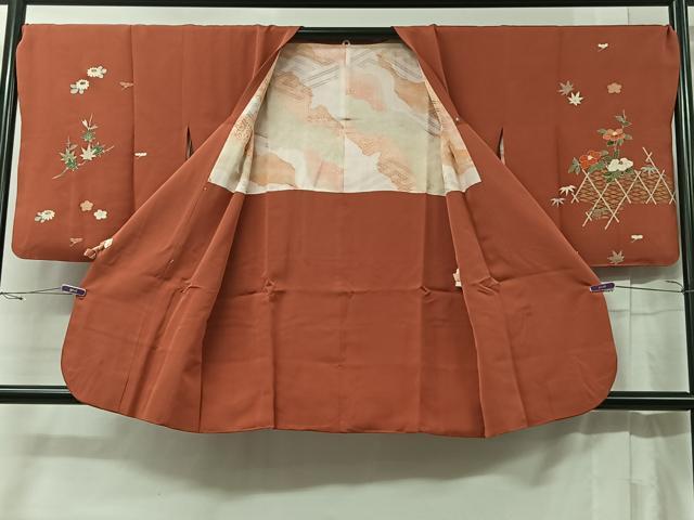 平和屋着物#道行コート 竹垣花文 金彩 正絹 逸品 CABB5464ua
