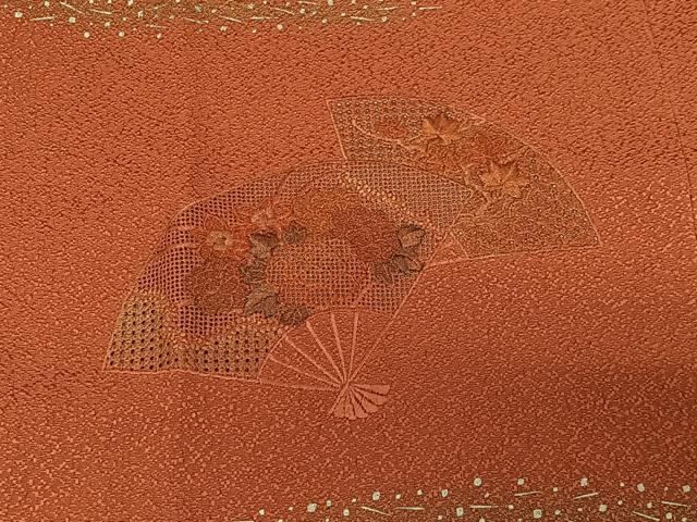 平和屋着物#中国三大刺繍 スワトウ刺繍 道行コート 扇面花文 正絹 逸品 未使用 CABB5497ua