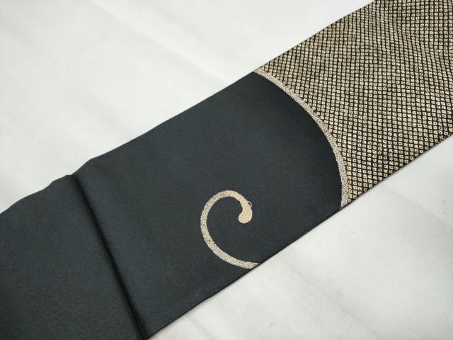 平和屋着物●つけ帯 唐織 唐草文 黒地 金糸 正絹 逸品 CABB5610hy