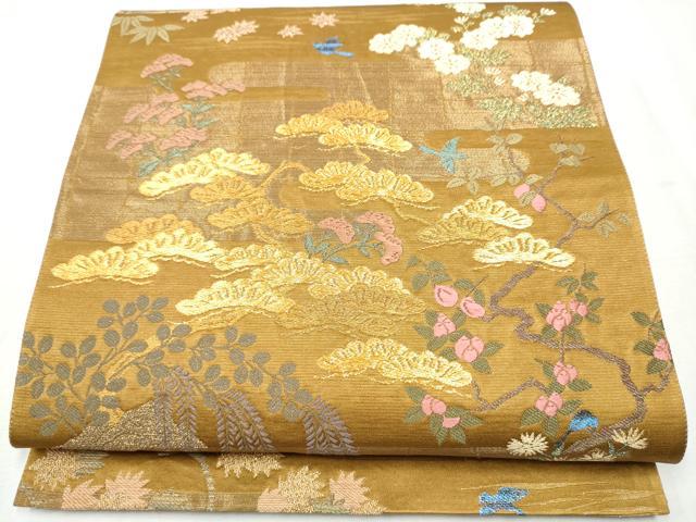 平和屋着物●ファッションデザイナー HIROKO KOSHINO コシノヒロコ 六通柄袋帯 唐織 花鳥文 正絹 逸品 CABB5622hy