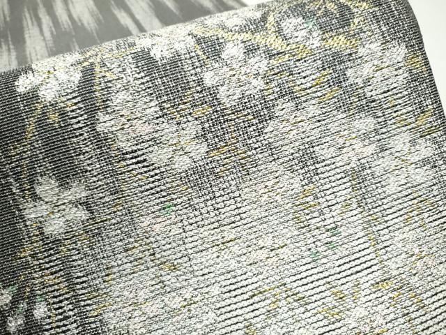 平和屋着物▽スリーシーズン 春夏秋 太鼓柄袋帯 枝垂れ桜文 金銀糸 正絹 逸品 CABB5714hy