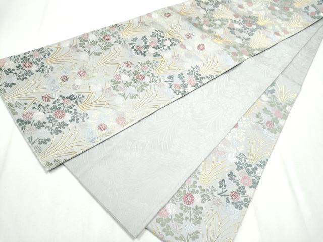 平和屋着物●六通柄袋帯 唐織 草花文 金糸 正絹 逸品 CABG6115hy