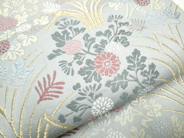 平和屋着物●六通柄袋帯 唐織 草花文 金糸 正絹 逸品 CABG6115hy