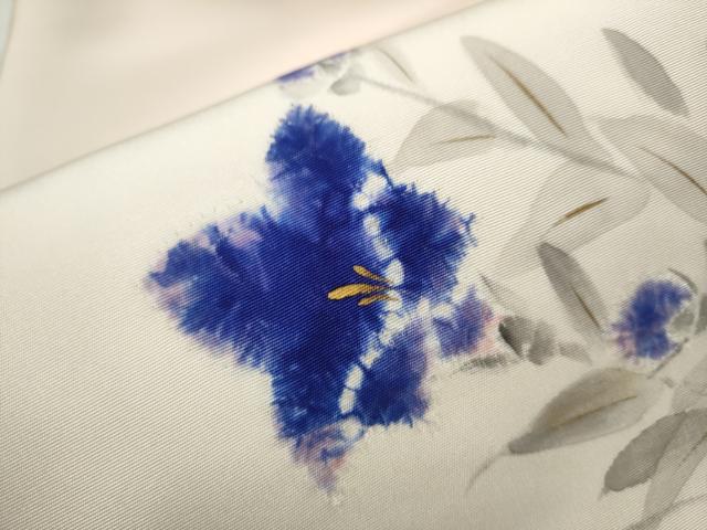 平和屋着物●塩瀬 九寸名古屋帯 作家物 枝花文 金彩 正絹 逸品 CABB5737hy