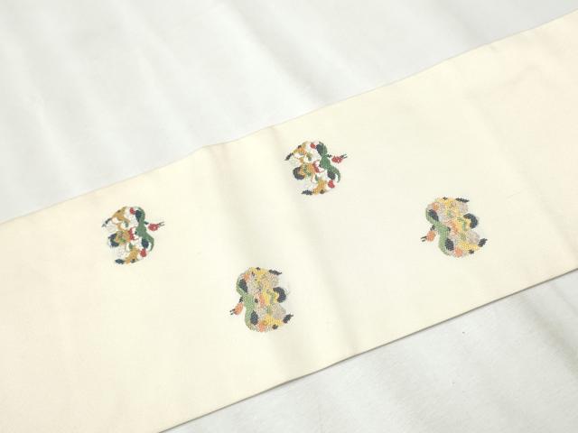 平和屋着物●九寸名古屋帯 飛鳥文 金糸 正絹 逸品 CABB5746hy