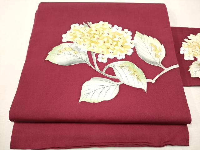 平和屋着物○塩瀬 九寸名古屋帯 手描き 草花文 金彩 正絹 逸品 DABA0772cm