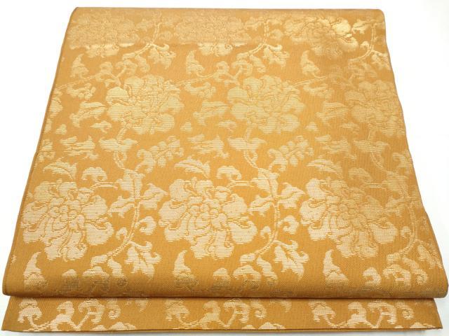 平和屋着物●全通柄 本袋帯 花唐草文 金糸 正絹 逸品 CABB5776hy