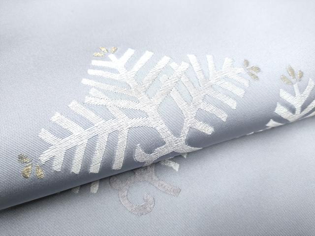平和屋着物●塩瀬 九寸名古屋帯 総刺繍 枝松葉文 金糸 正絹 逸品 CABB5835hy