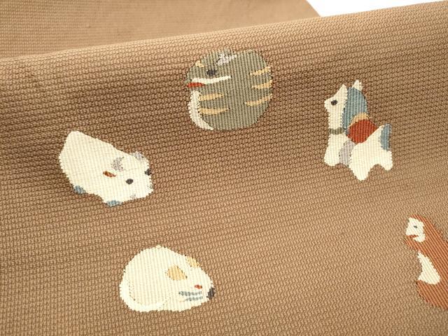平和屋着物●八寸名古屋帯 すくい織 十二支 正絹 逸品 CABB5908hy