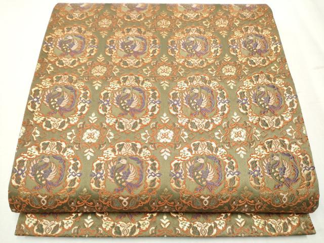 平和屋着物●六通柄袋帯 唐織 鳳凰花文 金糸 正絹 逸品 CABB5919hy