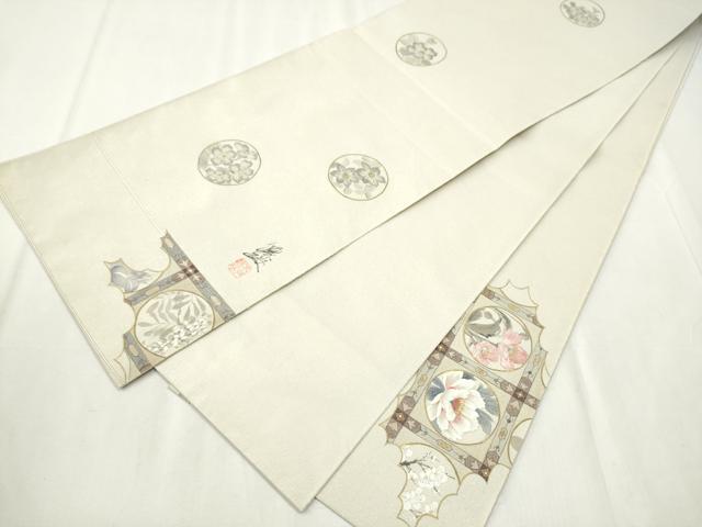 平和屋着物●英王室献上友禅作家 木下勝功 六通柄袋帯 綴れ 草花丸文 金銀彩 正絹 逸品 CABB5922hy