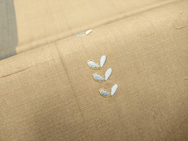 平和屋着物●福田喜三郎の娘 京縫 下司喜三子 九寸開き名古屋帯 紬地 総刺繍 駒刺繍 舞葉文 正絹 逸品 CABB5948hy