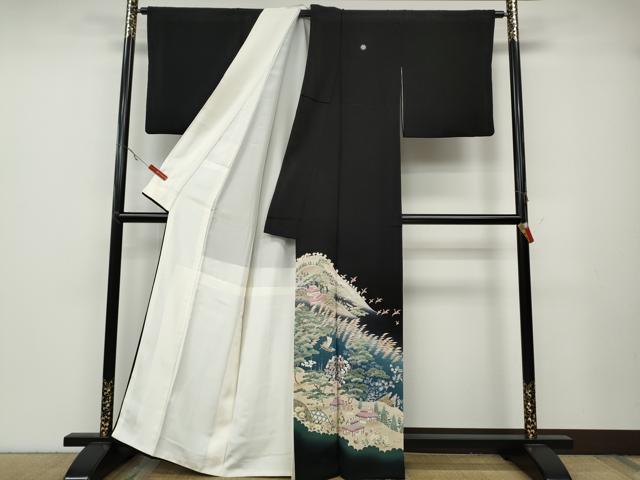 平和屋着物●本加賀友禅作家 江波秀明 黒留袖 風景人物船文 暈し染め 正絹 逸品 CABB6075ut