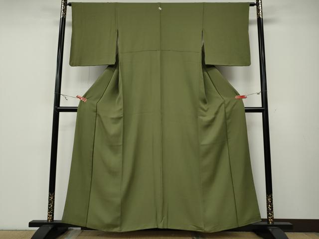 平和屋着物●上質な色無地 霞文 青丹色 正絹 逸品 CABB6079ut