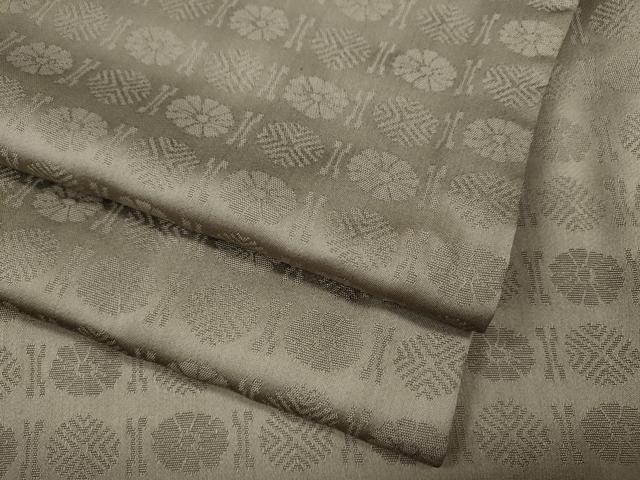 平和屋着物●上質なお召 吉祥花地紋 胡桃染色 正絹 逸品 CABB6101ut