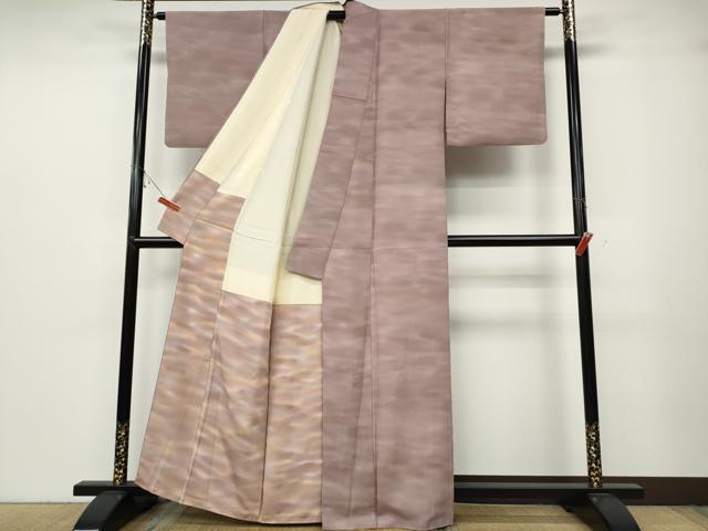 平和屋着物▼虹色創家 本郷大田子 小紋 横段霞文 暈し染め 正絹 逸品 CABB6117ut
