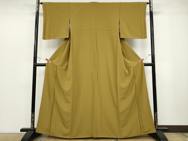 平和屋着物●上質な色無地 山吹茶色 正絹 逸品 未使用 CABB6167ut