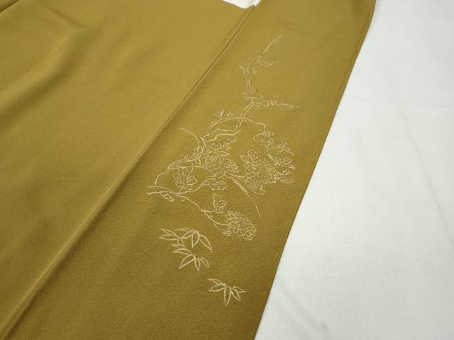 平和屋着物●上質な色無地 山吹茶色 正絹 逸品 未使用 CABB6167ut