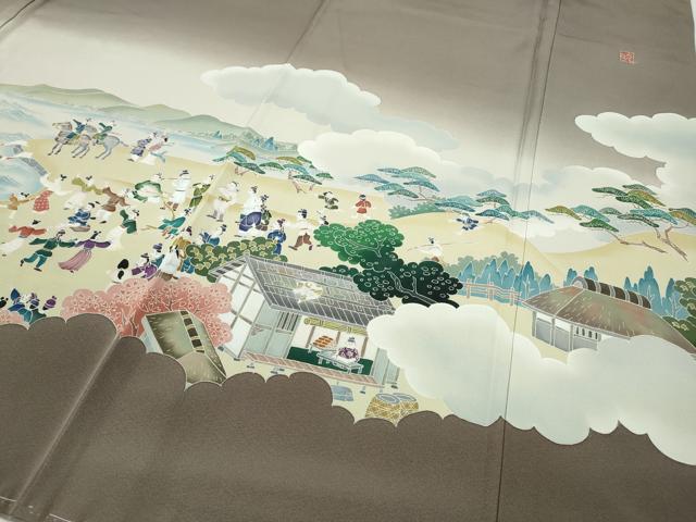 平和屋着物●糸目友禅作家 滝沢晃 色留袖 人物船文 暈し染め 正絹 逸品 未使用 CABB6204ut