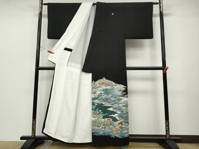 平和屋着物●本加賀友禅作家 相河達博 黒留袖 風景飛鶴草木文 暈し染め 正絹 逸品 CABB6205ut