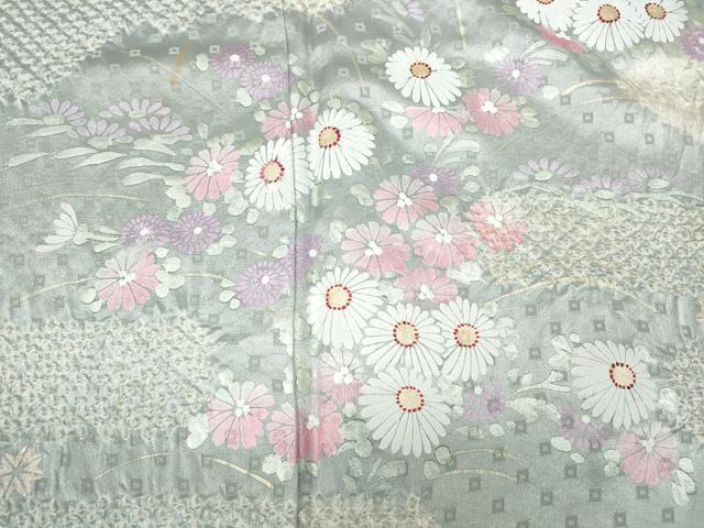 平和屋着物●訪問着 絞り 松皮菱草花文 正絹 逸品 未使用 CABB6240ut