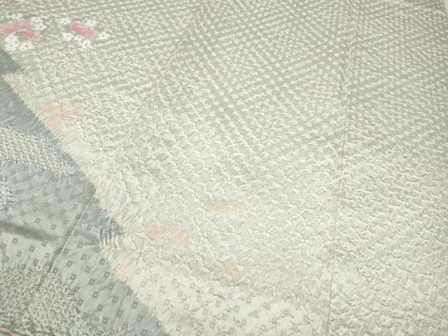平和屋着物●訪問着 絞り 松皮菱草花文 正絹 逸品 未使用 CABB6240ut