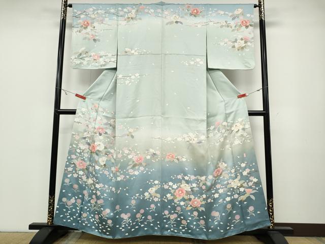 平和屋着物●訪問着 作家物 刺繍 枝花文 暈し染め 金彩 正絹 逸品 CABB6252ut