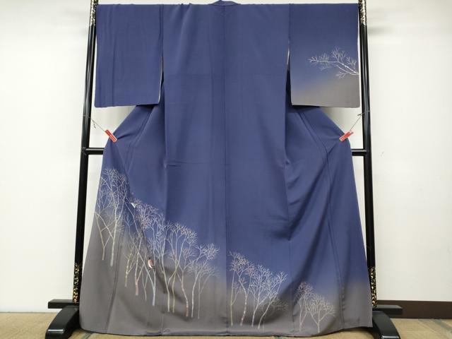 平和屋着物●訪問着 作家物 手描き 休み鳥 暈し染め 正絹 逸品 CABB6261ut