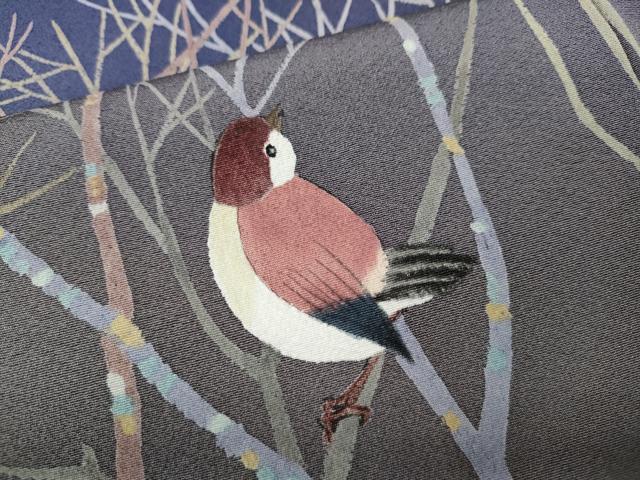 平和屋着物●訪問着 作家物 手描き 休み鳥 暈し染め 正絹 逸品 CABB6261ut