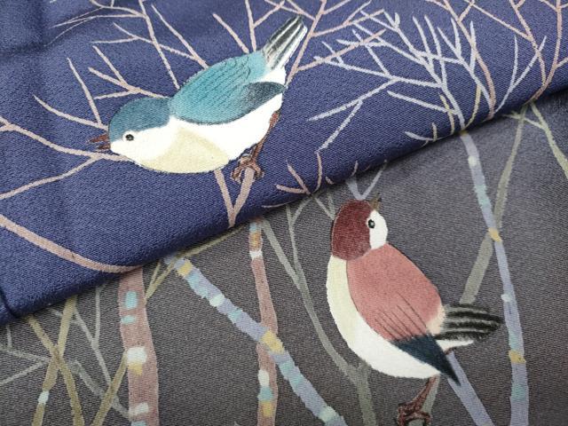 平和屋着物●訪問着 作家物 手描き 休み鳥 暈し染め 正絹 逸品 CABB6261ut