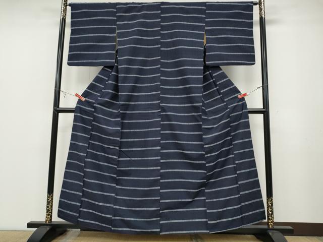 平和屋着物●上質な紬 横段文 正絹 逸品 CABB6266ut