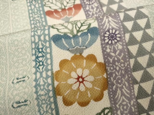 平和屋着物●手差し紅型作家 都巳二 訪問着 草花間道 正絹 逸品 CABB6272ut