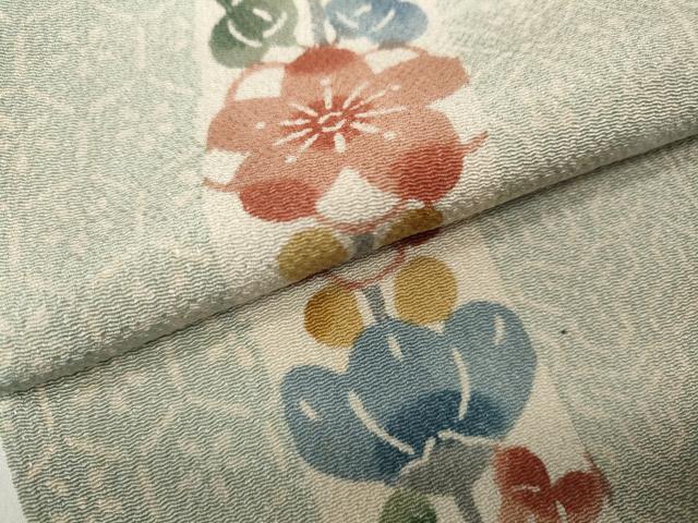 平和屋着物●手差し紅型作家 都巳二 訪問着 草花間道 正絹 逸品 CABB6272ut