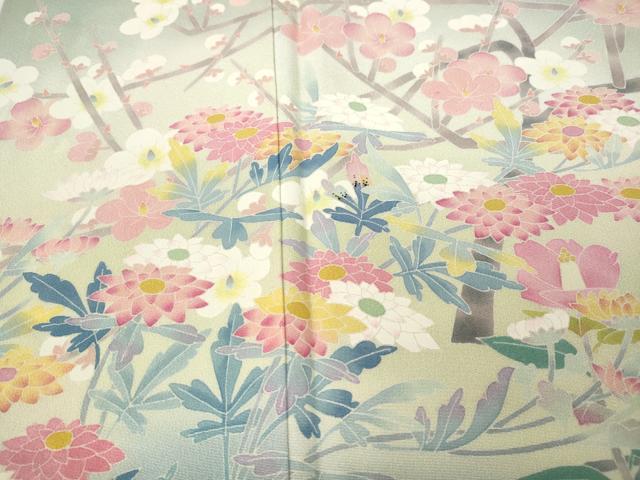 平和屋着物●本加賀友禅作家 百貫華峰 色留袖 休み鳥草花文 暈し染め 正絹 逸品 CABB6303ut