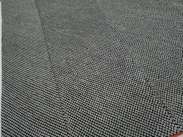 平和屋着物●大変加工の良い総絞り小紋 黒地 正絹 逸品 CABB6309ut