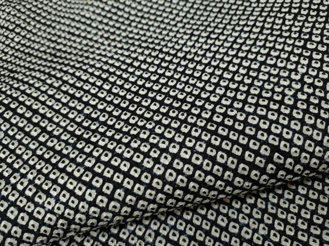 平和屋着物●大変加工の良い総絞り小紋 黒地 正絹 逸品 CABB6309ut