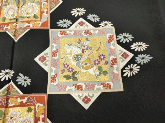 平和屋着物●豪華黒留袖 色紙重ね人物動物花文 金彩 正絹 逸品 CABB6336ut