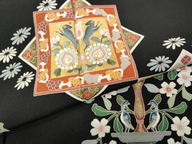 平和屋着物●豪華黒留袖 色紙重ね人物動物花文 金彩 正絹 逸品 CABB6336ut