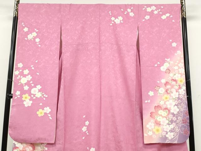 平和屋着物●豪華振袖 舞花文 暈し染め 正絹 逸品 CABB6342ut