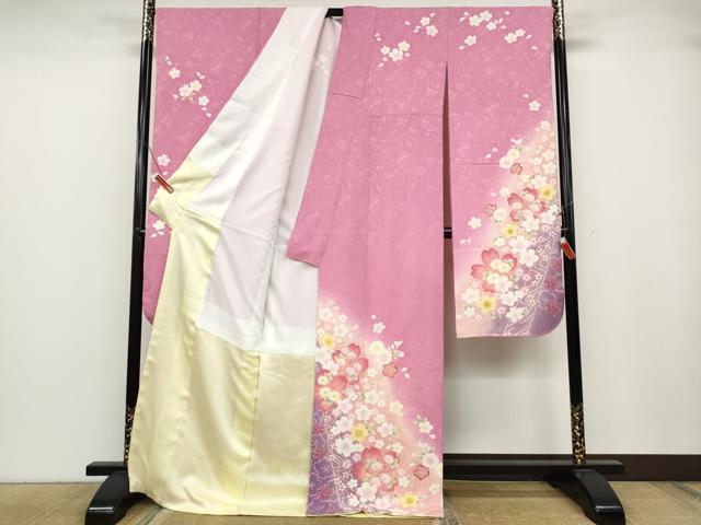 平和屋着物●豪華振袖 舞花文 暈し染め 正絹 逸品 CABB6342ut