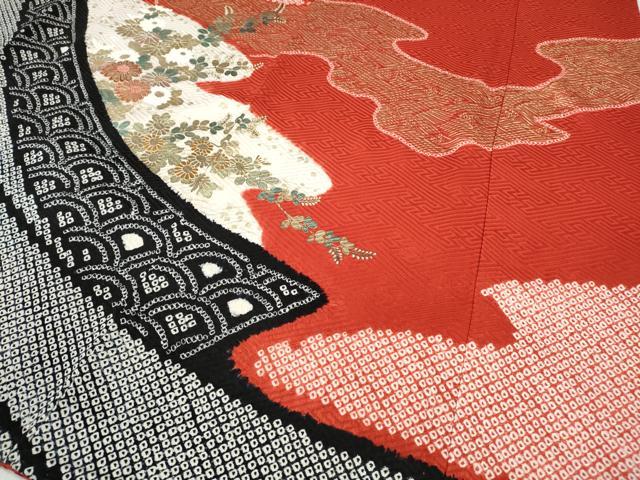 平和屋着物●豪華振袖 絞り 花車文 金銀彩 正絹 逸品 CABB6344ut