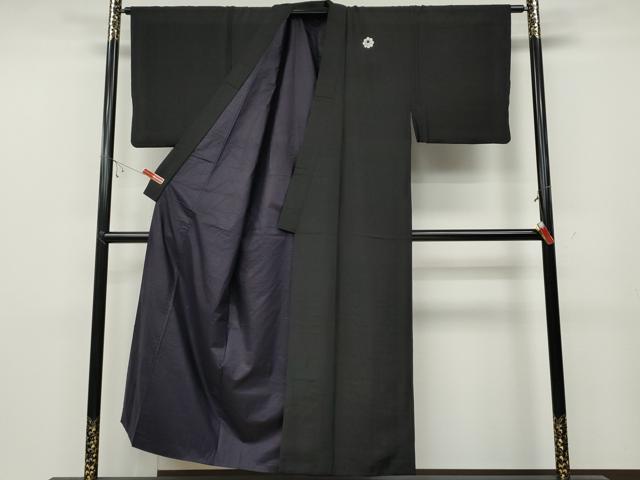 平和屋着物●男性 黒紋付 羽織セット 羽裏:風景地紙文 正絹 逸品 CABB6347ut