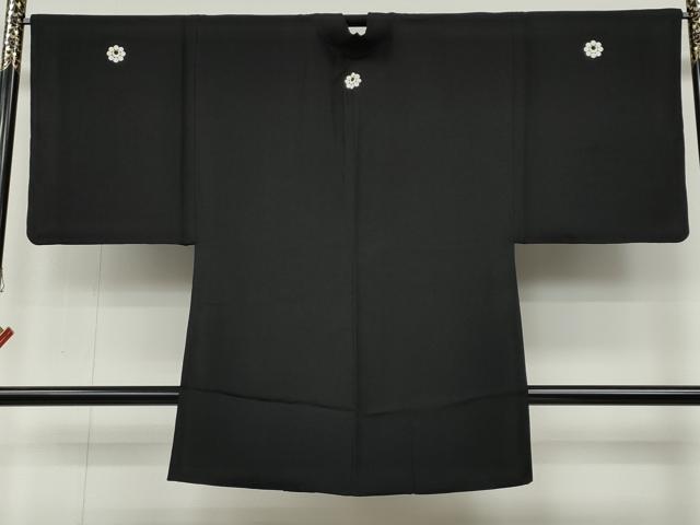 平和屋着物●男性 黒紋付 羽織セット 羽裏:風景地紙文 正絹 逸品 CABB6347ut