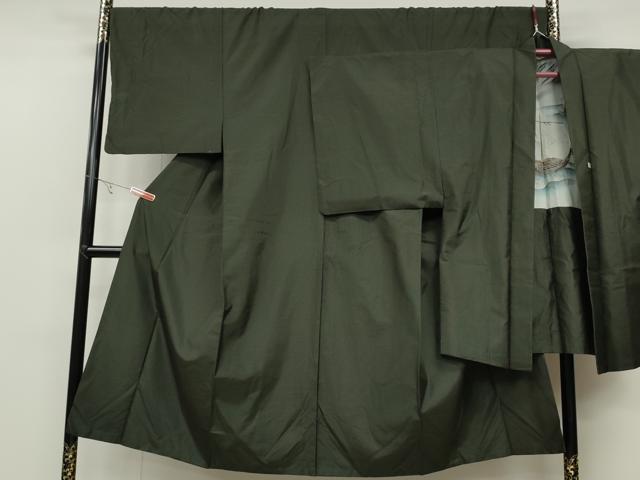 平和屋着物○男性 本場大島紬 アンサンブル 長羽織 格子文 証紙付き