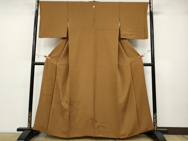 平和屋着物●無地絵羽訪問着 作家物 雲取り風景草木地紋 丁子染色 正絹 逸品 CABB6369ut