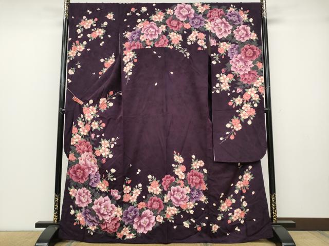平和屋着物●豪華振袖　刺繍　舞花文　金糸　正絹　逸品　CABB6371ut 平和屋着物○豪華振袖 刺繍 舞花文 金糸 正絹 逸品 CABB6371ut