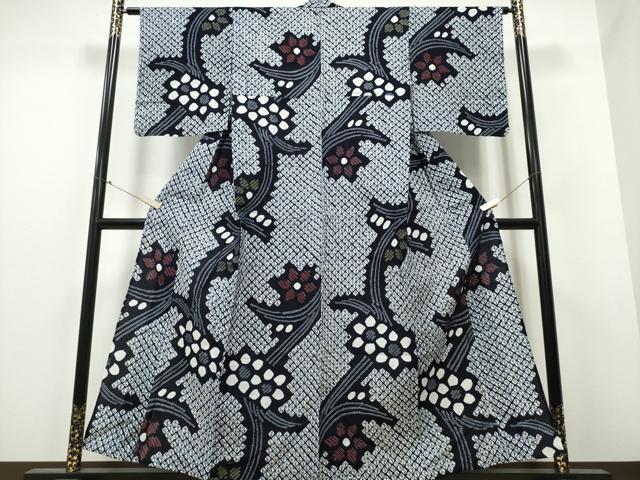 平和屋着物∴夏物 浴衣 有松鳴海絞り 草花文 綿 逸品 未使用 CABB6424ng