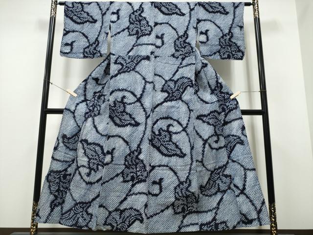 平和屋着物∴夏物 浴衣 有松鳴海絞り 唐草文 綿 逸品 CABB6428ng